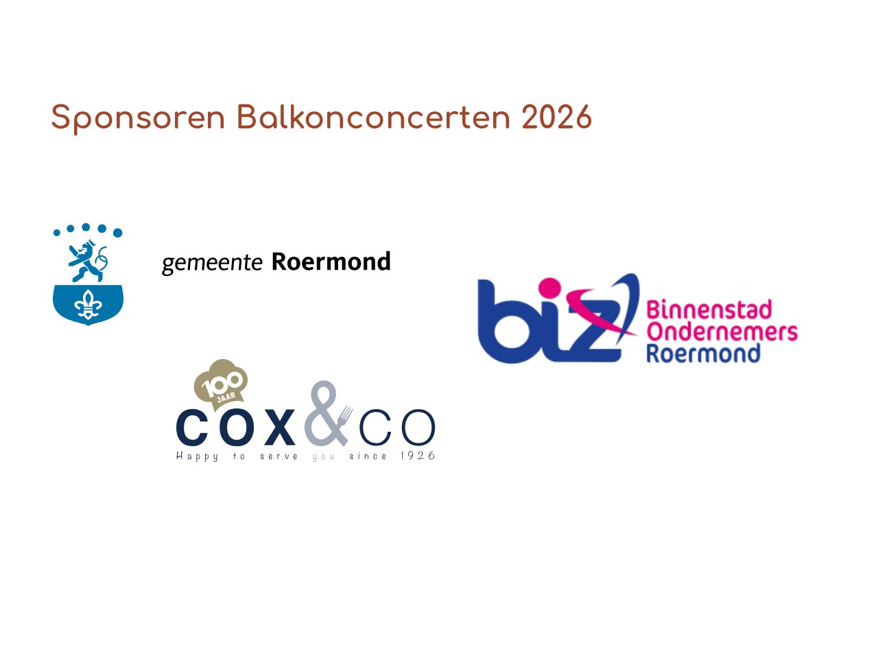 Logo's van sponsoren van de Balkonconcerten in Roermond